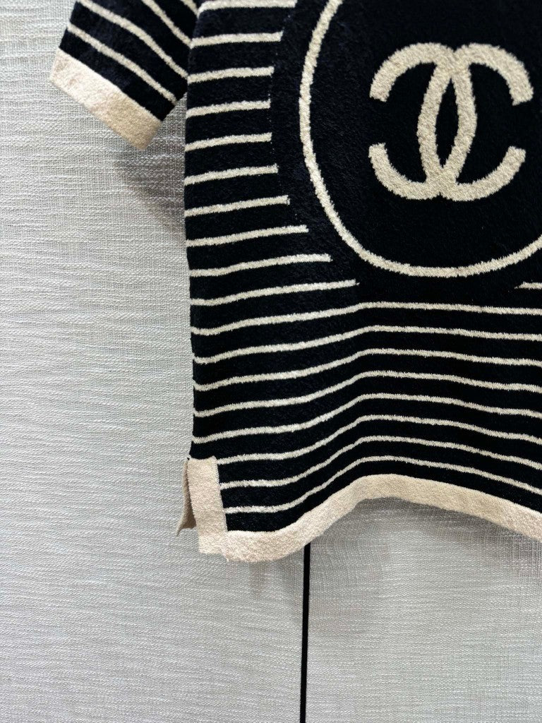 striped knitted short sleeves