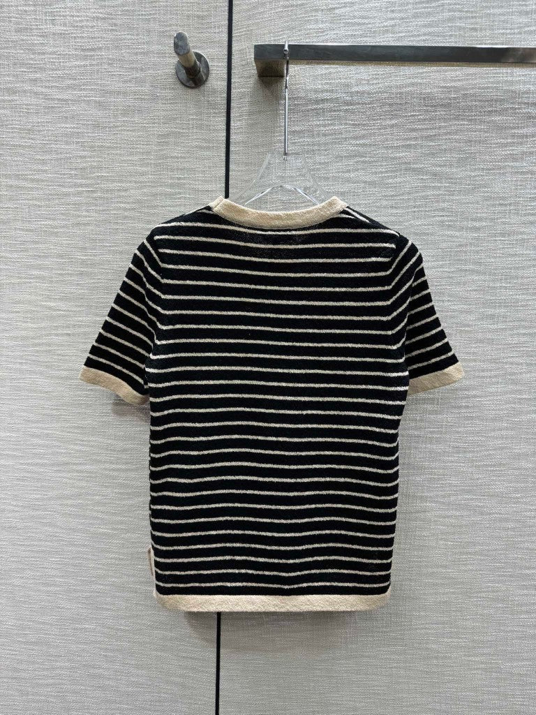 striped knitted short sleeves