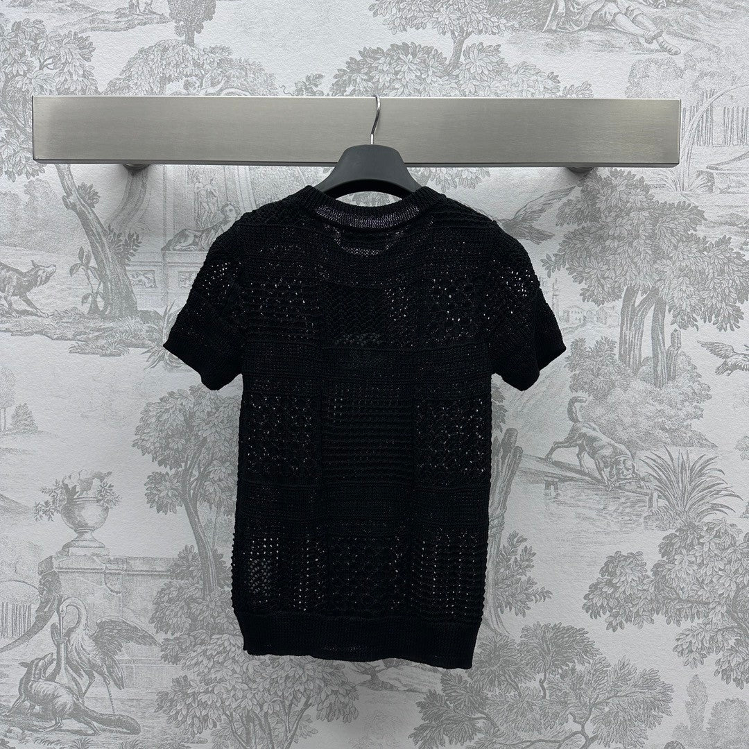 Hollow short sleeve knitted