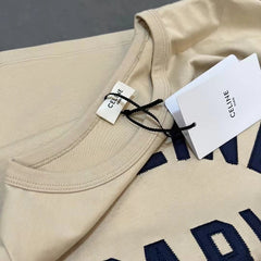 Indigo appliqué embroidered  short-sleeved T-shirt