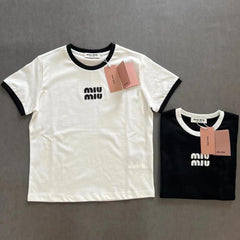 Small logo letter patch embroidered short-sleeved T-shirt