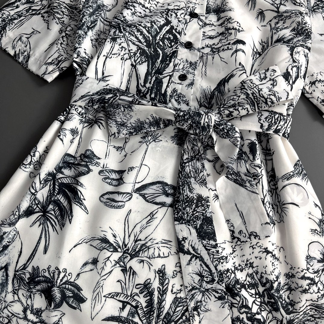 Printed pattern short sleeve dress