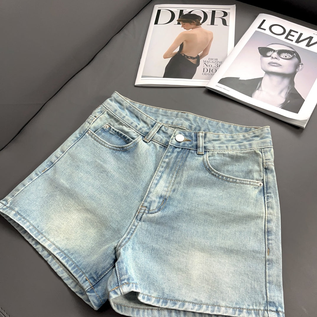 Denim shorts with cutout letters