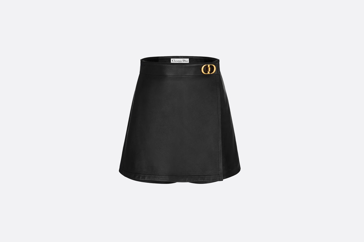 Black sheepskin buckle skirt