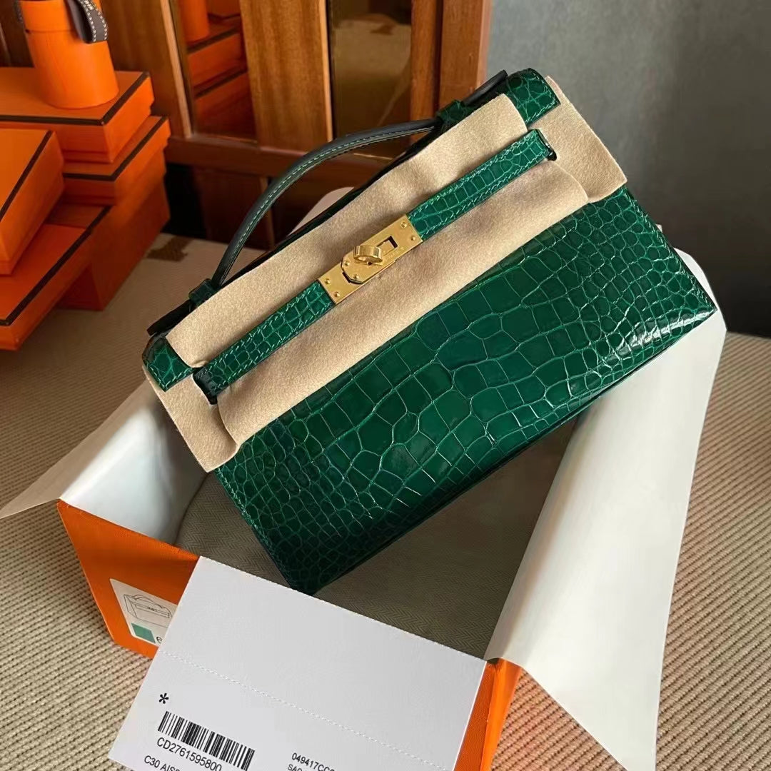 Imperial green crocodile leather