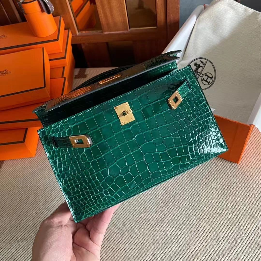 Imperial green crocodile leather