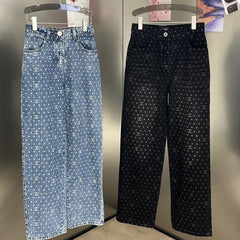 Jeans with two pockets all over print