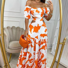 Robe sexy à imprimé floral orange