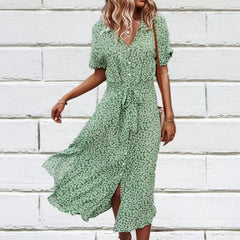 Youthful Green Sleeveless Midi Dress
