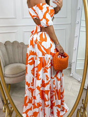 Robe sexy à imprimé floral orange
