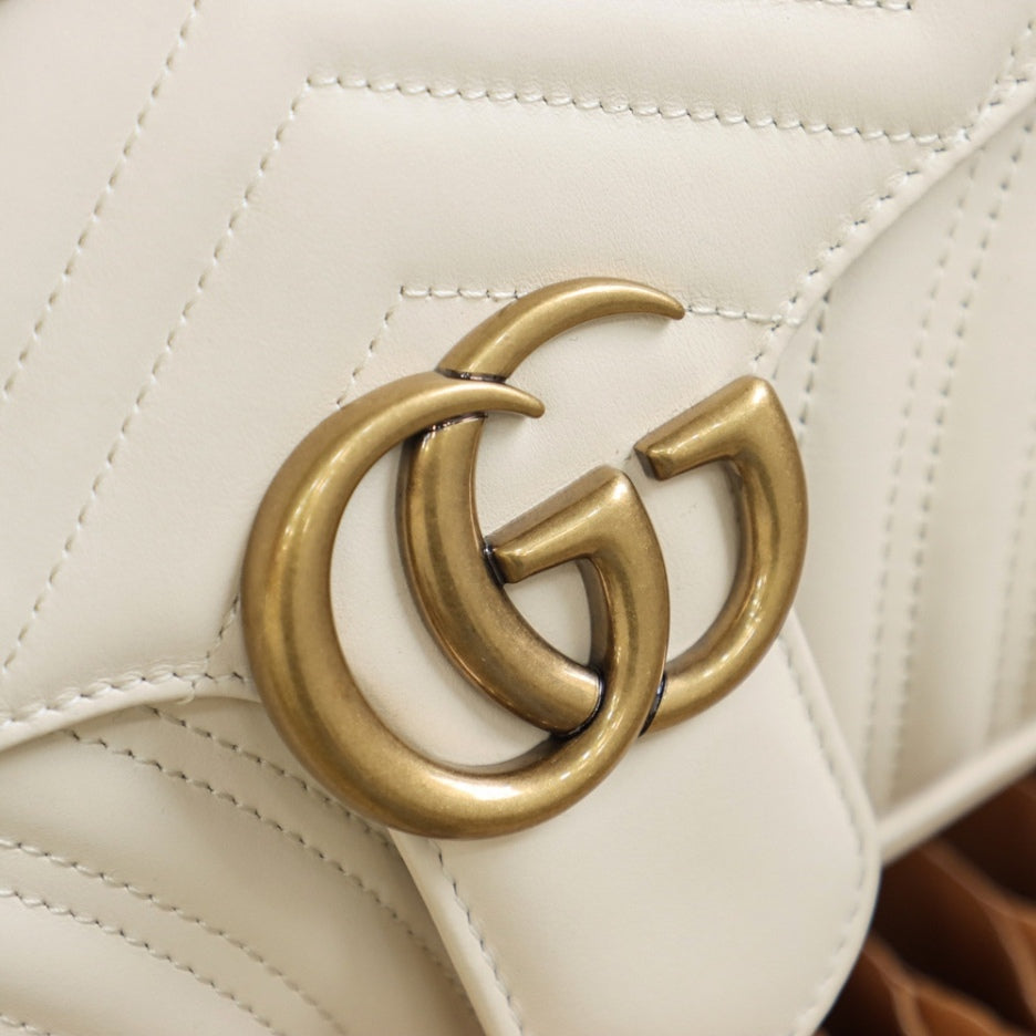 white Small GG Marmont 2.0 Shoulder Bag
