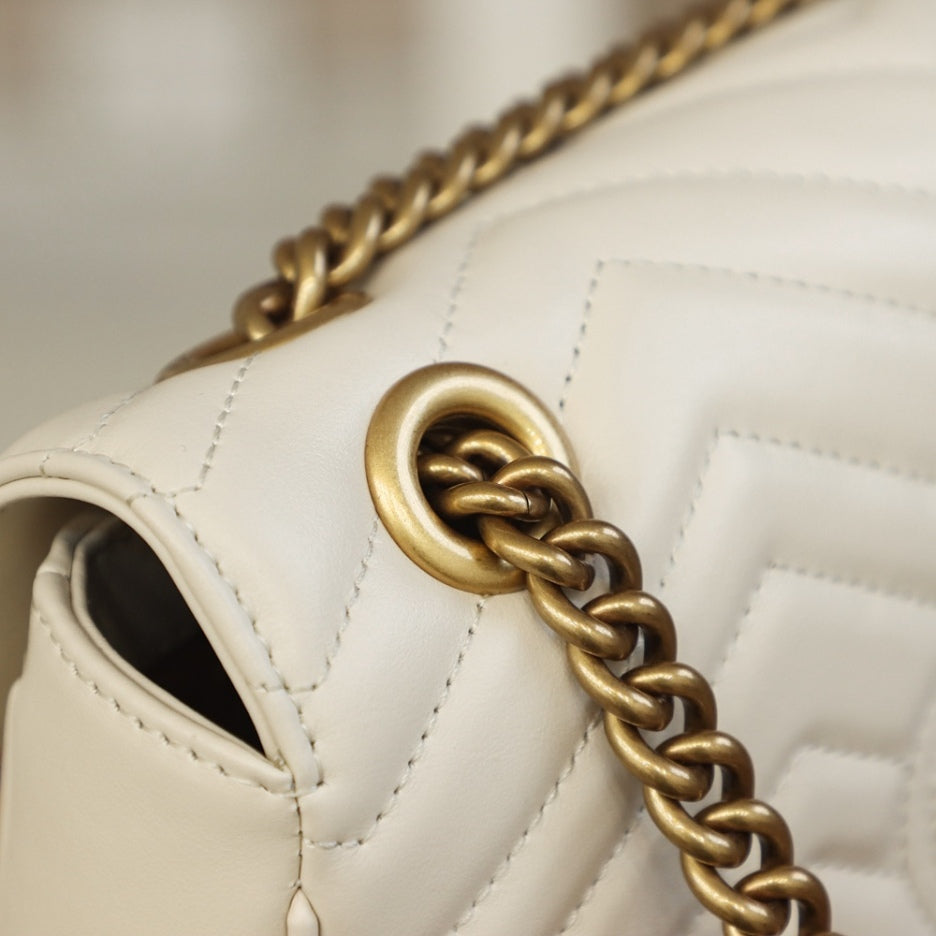 white Small GG Marmont 2.0 Shoulder Bag