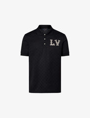 L's Brand-embroidered short-sleeve cotton polo shirt