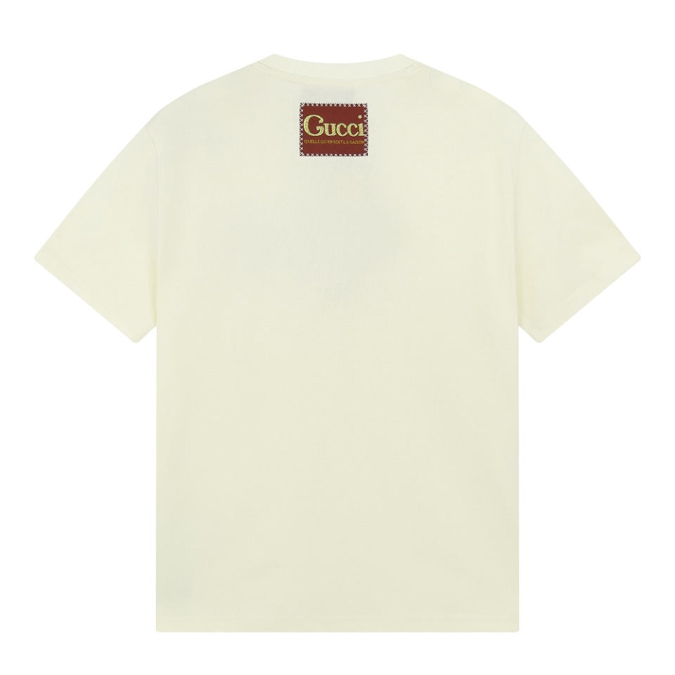 Orange round neck pure cotton T-shirt
