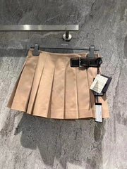 Light khaki small pleated skirt