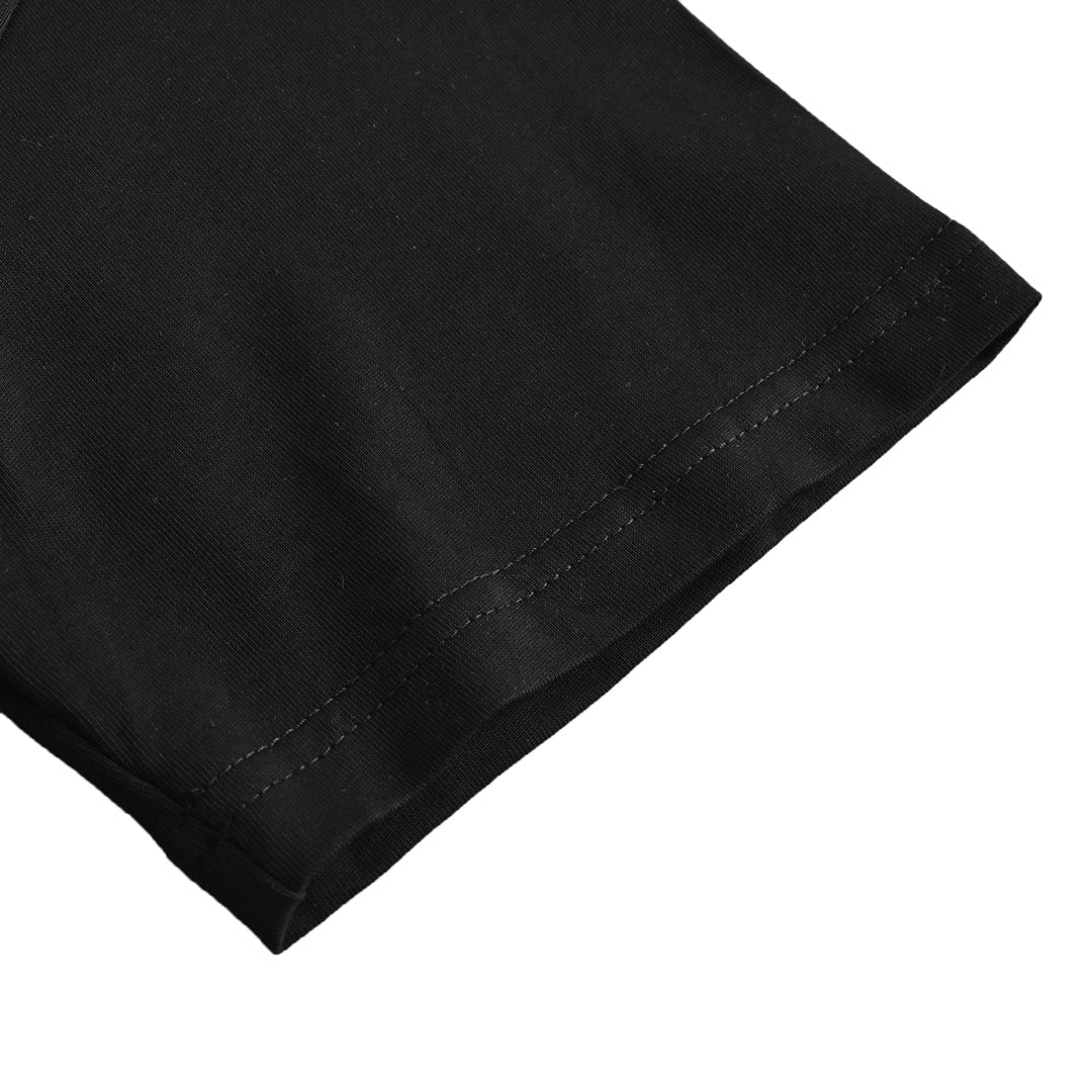 Leather brand hardware pocket short sleeves