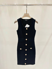 Temperament heavy buttoned slim fit knitted dress